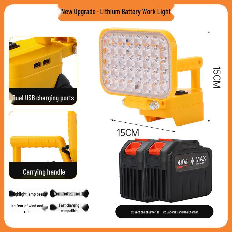 Portable Emergency Lithium Battery Floodlight for Camping, Construction, and Car Repairs