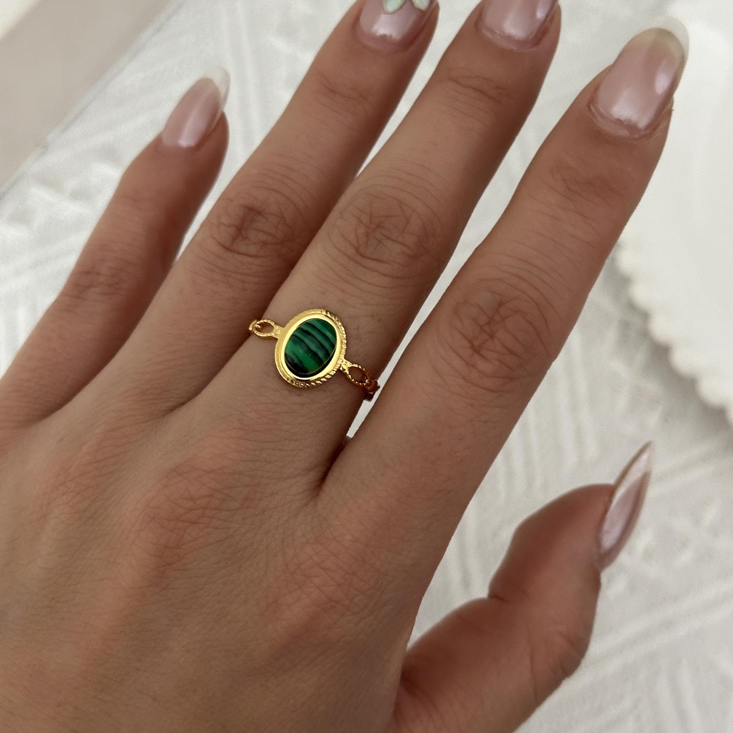 

Stainless Steel Simple Irregular Lava Tiger Eye Stone Ring for Women Fashionable Unique Vintage Style Stackable Hand Jewelry
