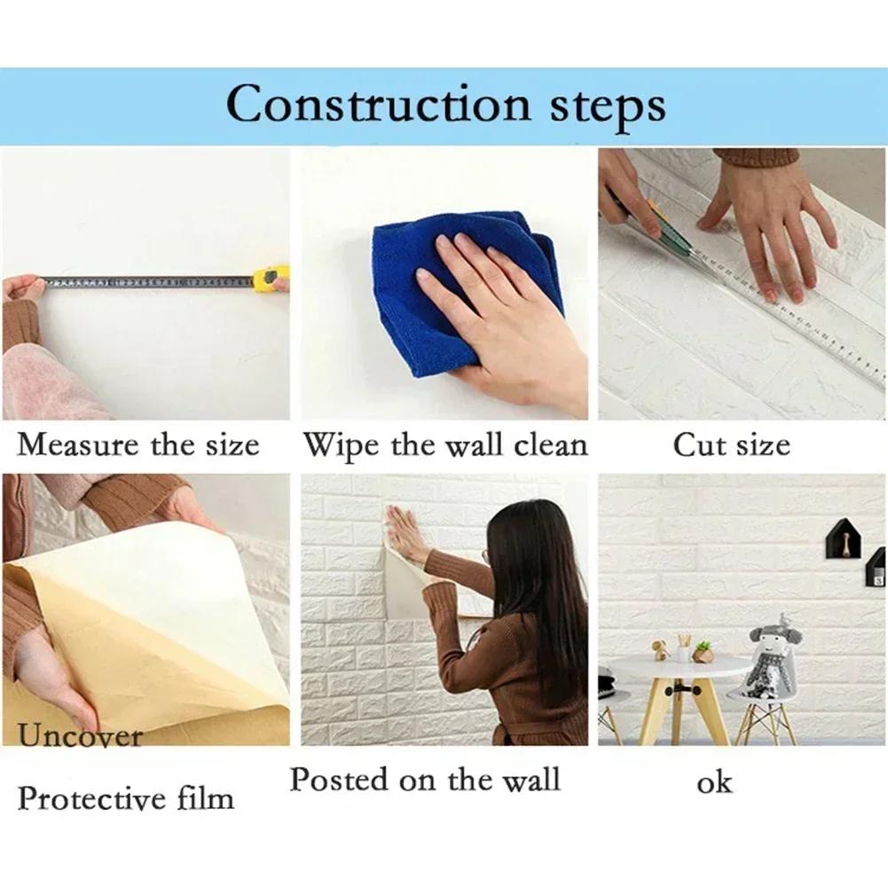 70cm*77cm*3m 3D Ziegelmuster Wandaufkleber Klebepaneel Wasserdichte Wohnzimmer Tapeten Heimdekoration Luxuriöse Heimdekoration
