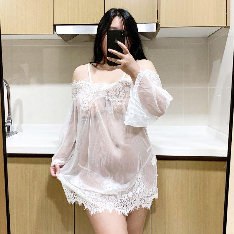 

Off-the-Shoulder Slightly Transparent Blouse Uniform Casual Oversize Women s Clothing The fun class supports return within 5 days. L