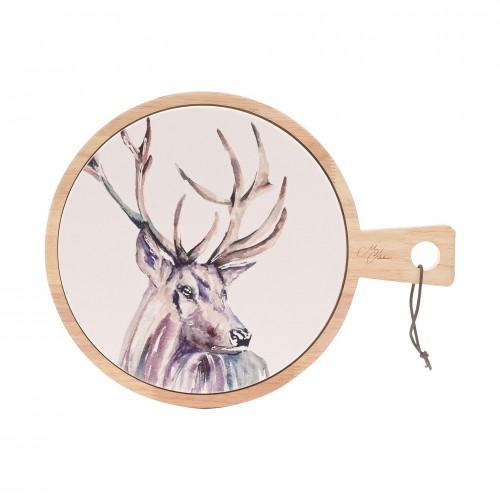 Meg Hawkins Rubber Wood & Ceramic Serving Board Stag 27 x 35 cms