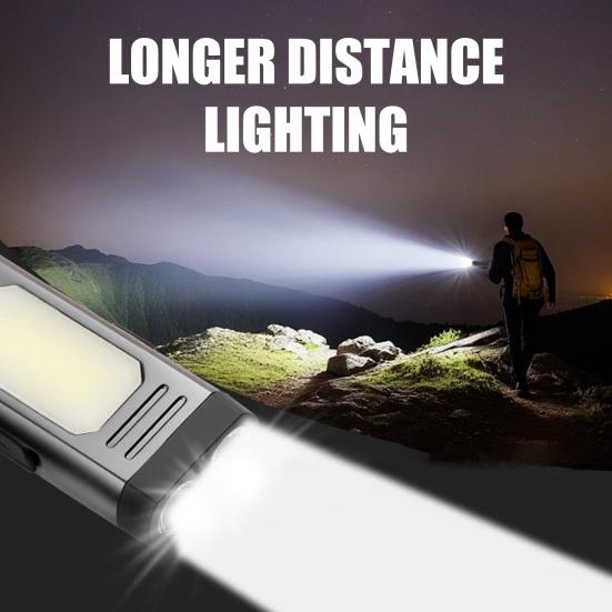 Multi-functional Flashlight with Back Clip USB Rechargeable IPX4 Waterproof Work Lamp Magnetic Portable Outdoor Camping Hiking Emergency Lamp