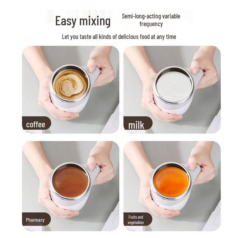 Portable Automatic Stainless Steel Magnetic Stirring Mug for Coffee & Protein Shakes