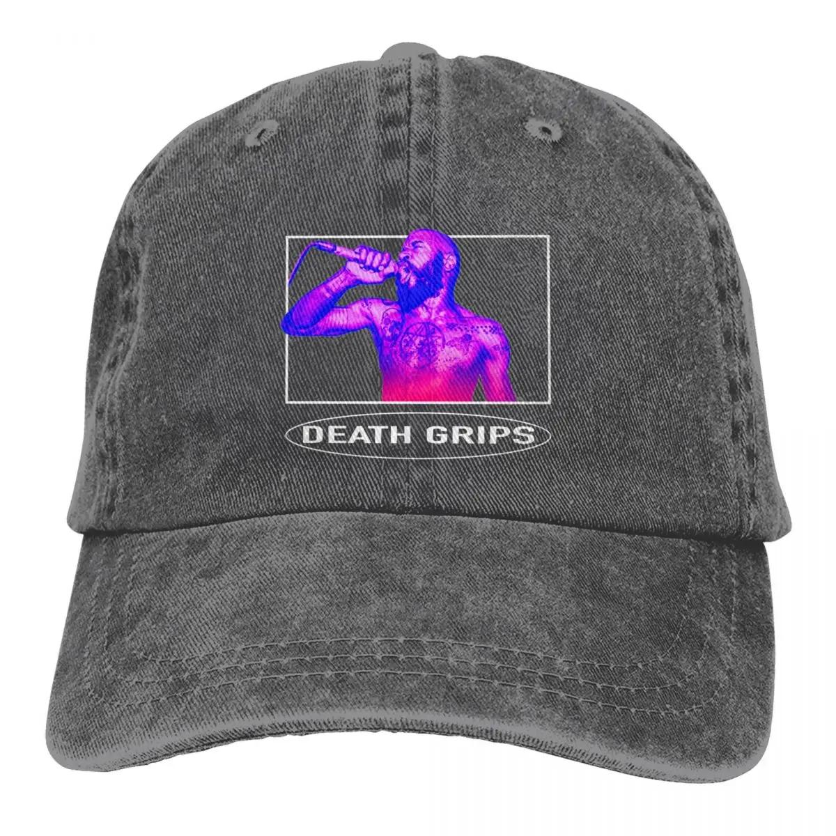 

Death Grips MC Ride Hip Hop Baseball Caps Accessories Vintage Distressed Washed Hat Men Women Sun Caps Adjustable темно-сірий