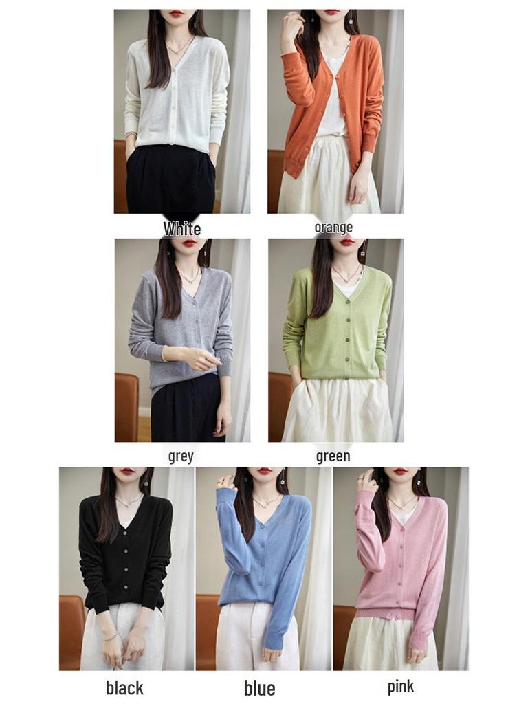 Women's 2025 V-Neck Knitted Cardigan & Sweater Set, Spring/Autumn Style, Short and Lightweight.