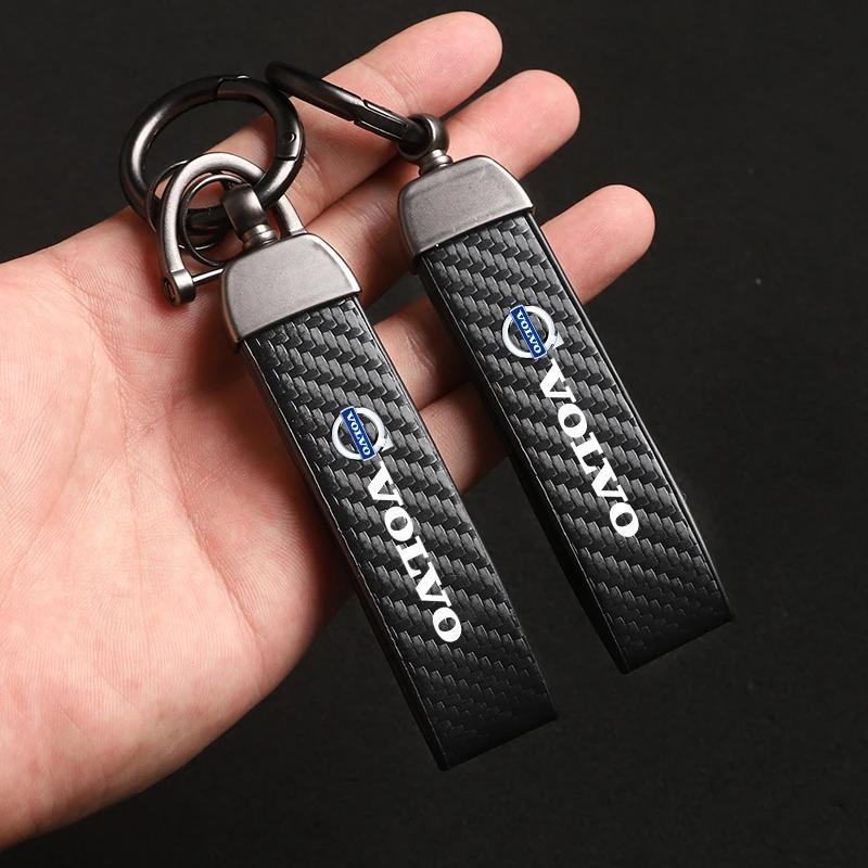 Car Carbon Fiber Style Keychain Microfiber Leather Key Chain For Volvo Xc60 Xc90 V40 V60 S60 V50 V90 S80 C40 XC40 V70 XC70 C30