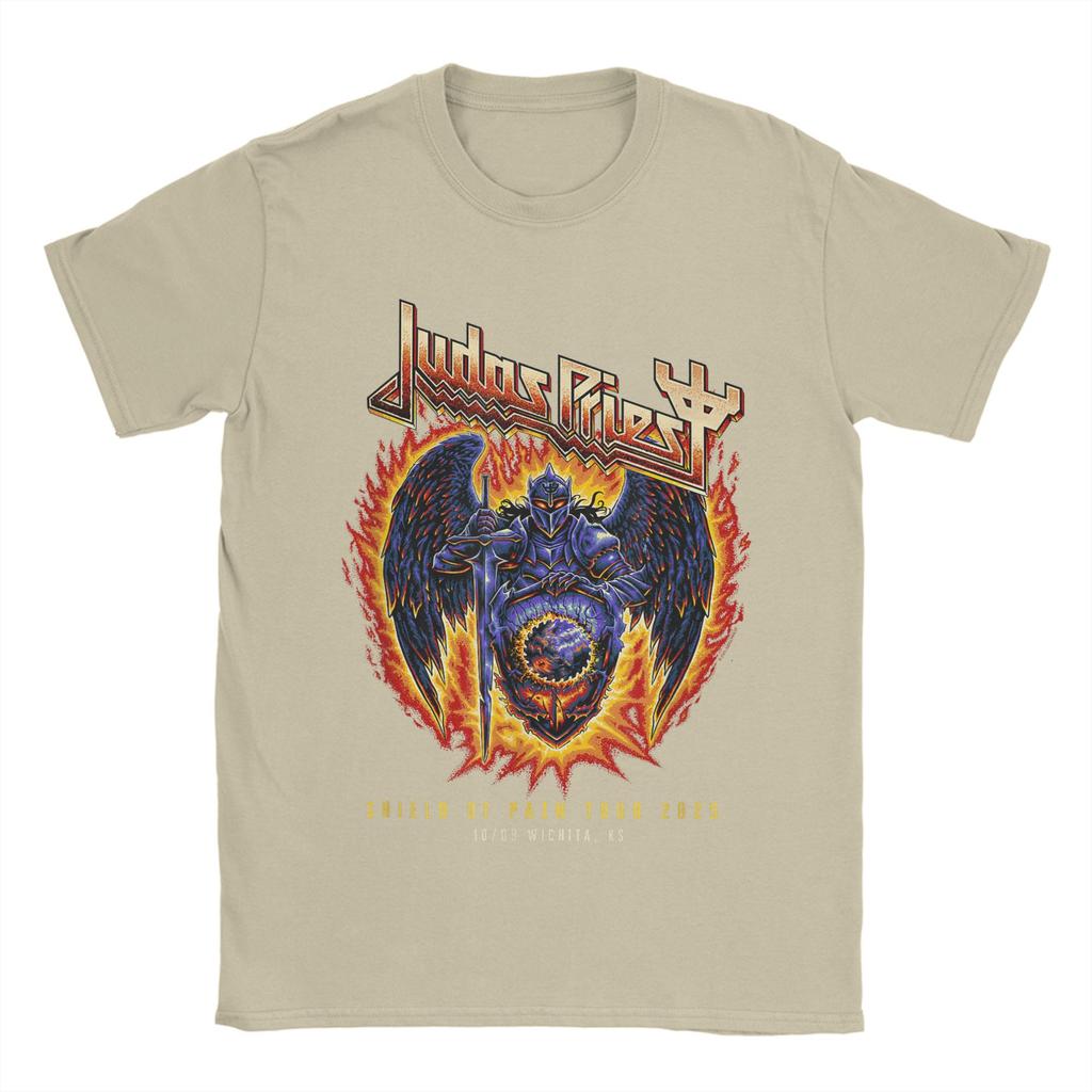 Men's Judas Priest  Shield Of Pain Tour 2025 T Shirt Band 100% Cotton Merch Casual Short Sleeve Round Neck Tee Plus Size T-Shirt