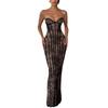 Floral Laces Strapless Prom Dresses for Women Off Shoulder Dress Corset Formal Evening Cocktail Maxi Dress