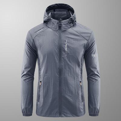Sommer Outdoor Schnelltrocknend Sonnenschützend Dünne Jacke Herren Wandern Angeln Radfahren Kapuze Fitnessstudio Sport Windjacke Leichte Mäntel