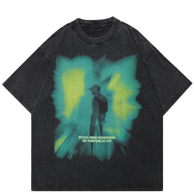 2024 Streetwear Figures Graphic Unisex T-Shirt Cotton Washed Black Tshirt Unisex Tops Tees Summer Short Sleeves T Shirt