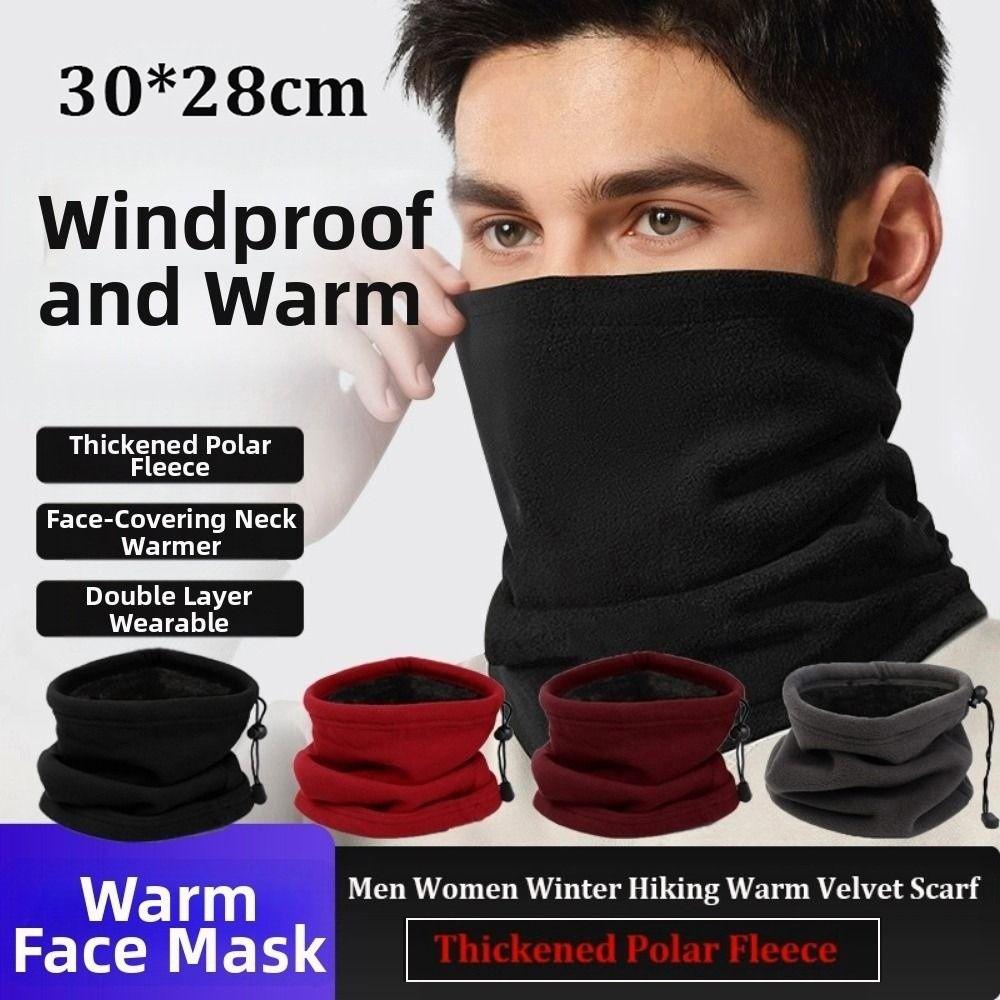 Masque Facial de Camping Couleur Unie Chaud Velours Cordon de Serrage Écharpe Cyclisme Écharpe Polaire Polaire Unisexe