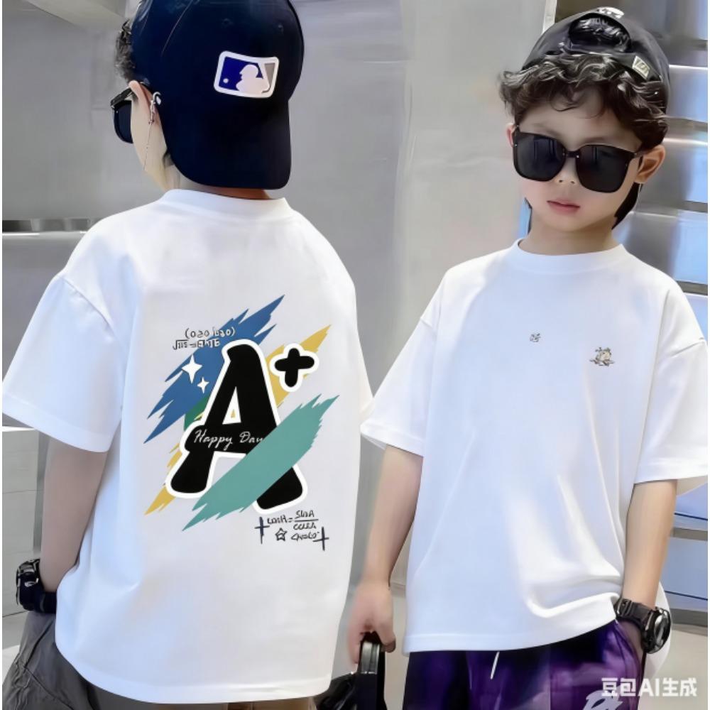 

Stylish children s cartoon print soft T-shirt, suitable for medium size children, cute children s top. 100