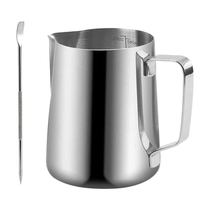 Milk Frothing Pitcher with Scale Stainless Steel Coffee Cup Mug Milk Frothing Pitcher Jug for Home Office Coffee Shop
