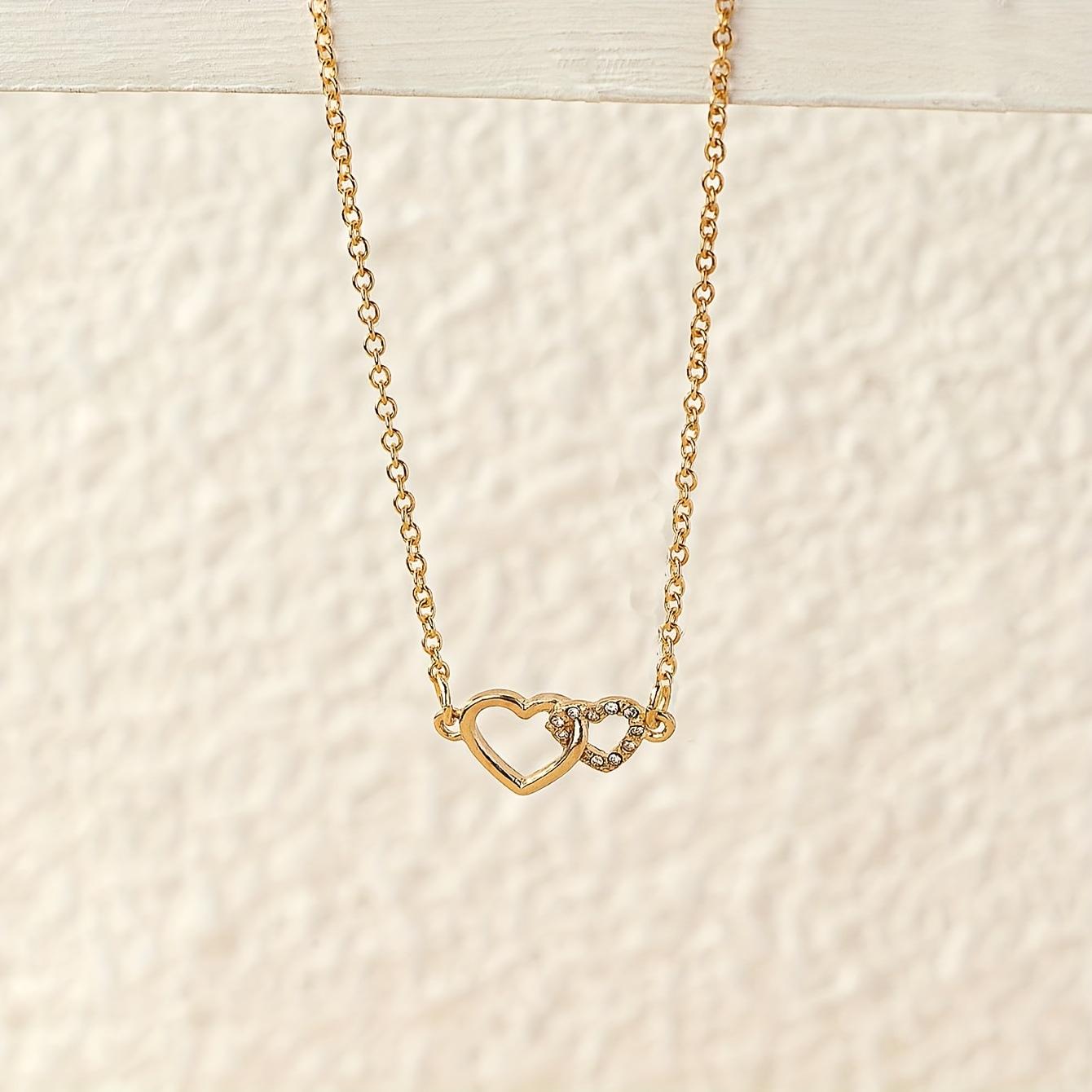 1 стильный и простой кулон в виде полого сердца со стразами, женское ожерелье-цепочка для вечеринок