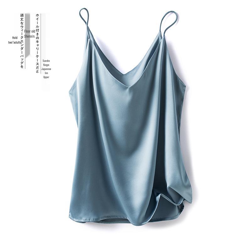 Damen Einseitiges V-Ausschnitt Seidensatin Camisole - Innen- und Außenbekleidung