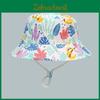 Childrens Summer Cotton Wide Brim Sun Hat With Cartoon Dinosaur Print Design For Outdoor Play