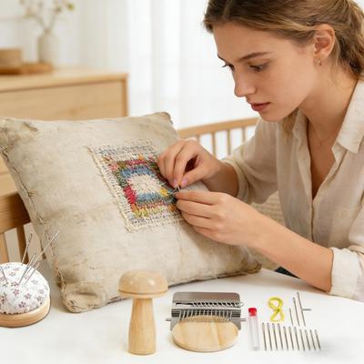 Kit di Patch a Maglia Piccoli Portatili Veloci Articoli per la Casa con Ganci e Filato Kit per Riparare Calze per Uomini Donne Principianti Sarti Amici