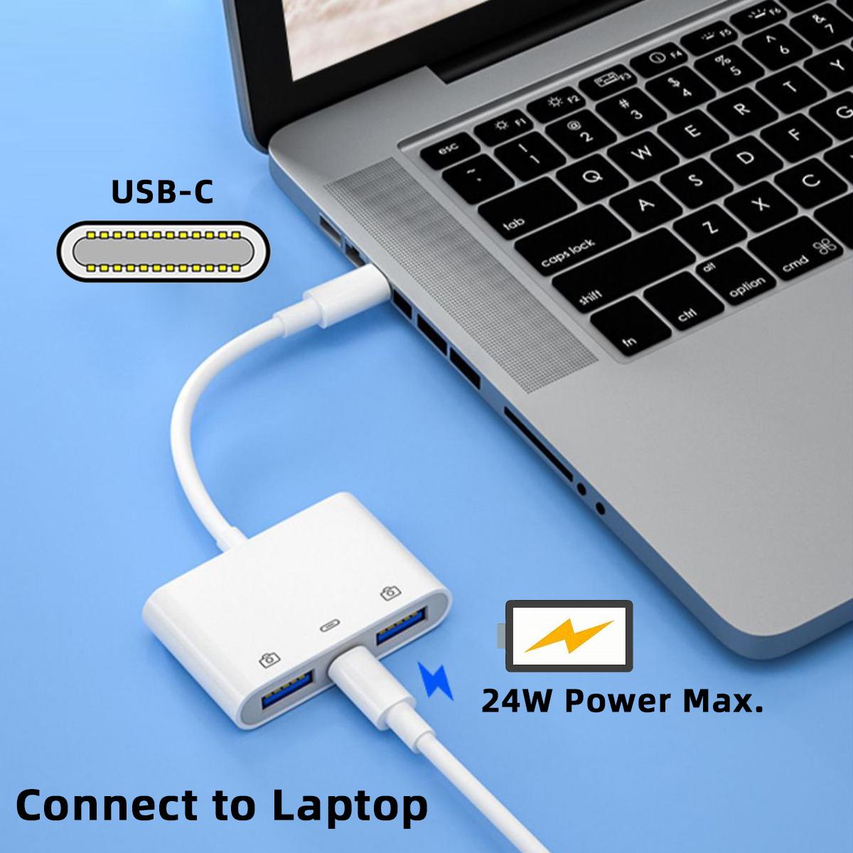

UC-155-TC003 Type C to Dual Type-A USB3.0 Female with PD Power Charge Adapter Compatible with Laptop Tablet Phone As Shown A