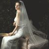 Double Layers Bridal Veil with Anti-slip Comb Satin Edge Elegant Wedding Bachelorette Party Long Tulle Veil Hair Accessories