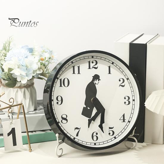 Quiet Sweep Clock Man Silhouette Wall Clock, Silent Non-Ticking Round Hanging Decorative Human Digital Analog for Home Office Bedroom Living Room