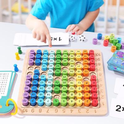 Montessori Wooden Math Board for Early Education: Multiplication & Addition Training Toy for Grades 1-2.