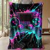 Neon Game Controller Art Theme Blanket Lightweight Warm Flannel Blanket Decorative Throw Blanket for Home Decoration