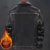 Men's Plus Size Velvet-Lined Denim Jacket - Autumn/Winter Cotton-Padded Coat