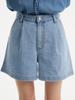 UNKNOWN PLANET Essential One-Pleat Denim Shorts Blue