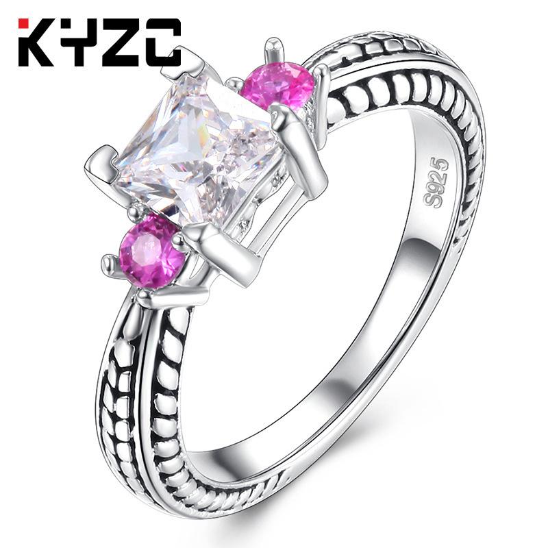 Handmade Diamond-Set Square Zircon Retro Women'S Ring, Ring, Black Personality Ring Children