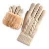 Women Winter Knitted Gloves Thick Fleece Lined Warm Gloves Solid Color Touch Screen Gloves for Driving Golfing Fishing Hiking
