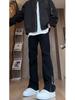 Schwarze Seitenreißverschluss Weiden-Krummsäbel Jeans Herren Herbst und Winter Amerikanische High Street Samt Gerade Slim-Fit Micro-Stretch Hose