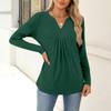 Women's Fashion Casual Long Sleeve Shirt Color V Neck Up Tops