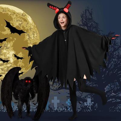 Anime Black Mothman Cloak Costume Horrible Moth Cartoon Cape Halloween Costume Party Outfits For Adult