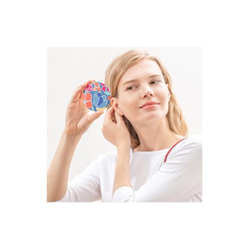 Horiuchi Mirror Industry Plune.Mirror Compact Mirror, Hand Mirror, Makeup Mirror, Palm-Sized, Napure Mirror, 75mm Round, Colorful Flower Design, Made