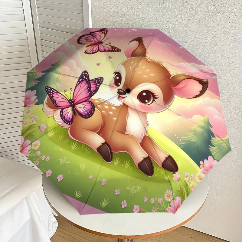 

1pc Enchanted Forest Friends Umbrella with Plastic Handle,Suitable for All Seasons Home Travel Outdoor UmbrellaDD337