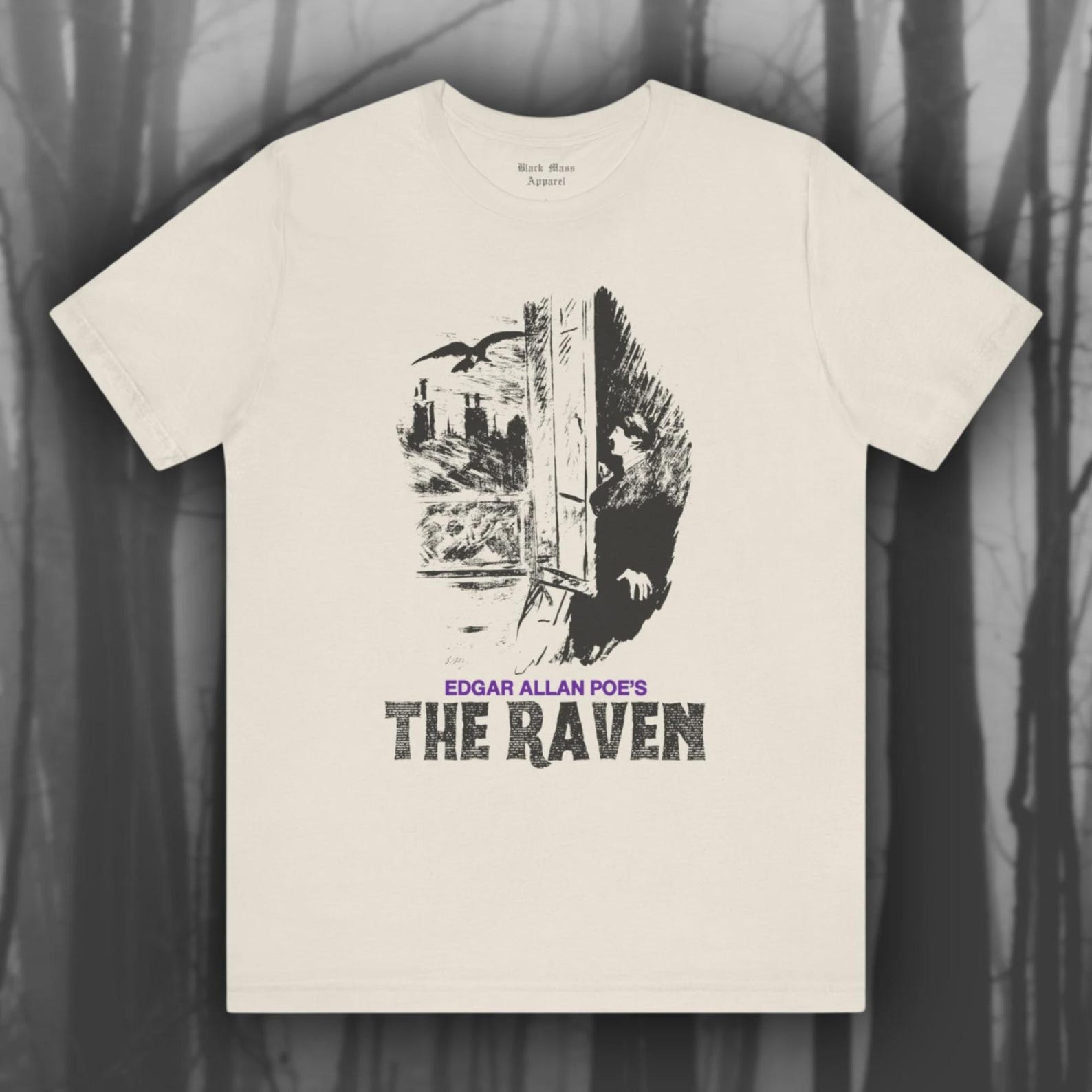 The Raven, Edouard Manet ArT-Shirt, Edgar Allan Poe T-Shirt, Poet T-Shirt, Gothic Poetry, Gift for Bookworm, Goth Unisex Tee XL