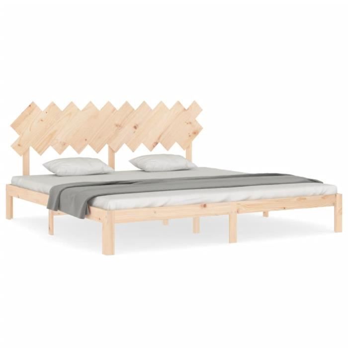 VidaXL Bed Frame with Headboard 200x200 Cm Solid Wood 3193746