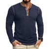 Mens Long Sleeve Henley Shirt Casual Autumn Winter Top