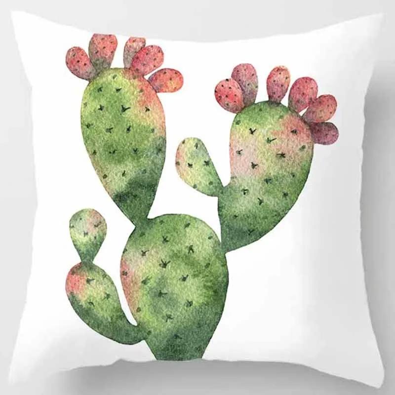 Housse De Coussin Carrée Imprimée Cactus Botanique, Taie D'oreiller Pour Canapé, Voiture, Chambre À Coucher, Décoration De Maison