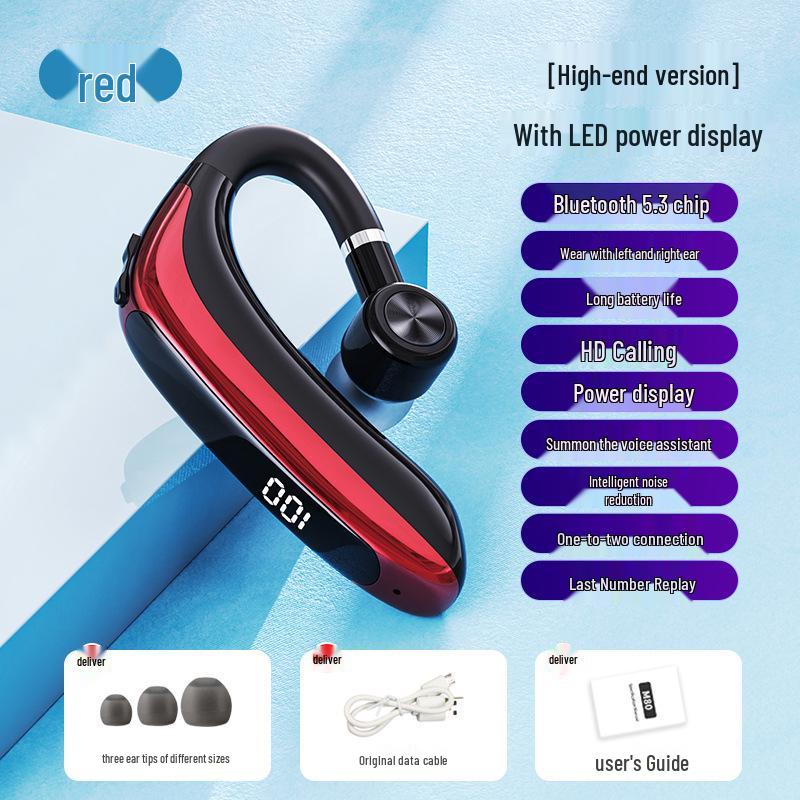 M80 Digital Display Ear-hook Bluetooth Earbuds: Long Standby for Sports & Running