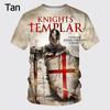 Knights Templar Graphic T Shirt For Men 3D God Wills It Print Tee Shirts Cruciata Teutonic Order T-shirt Cool Cross Sh… More