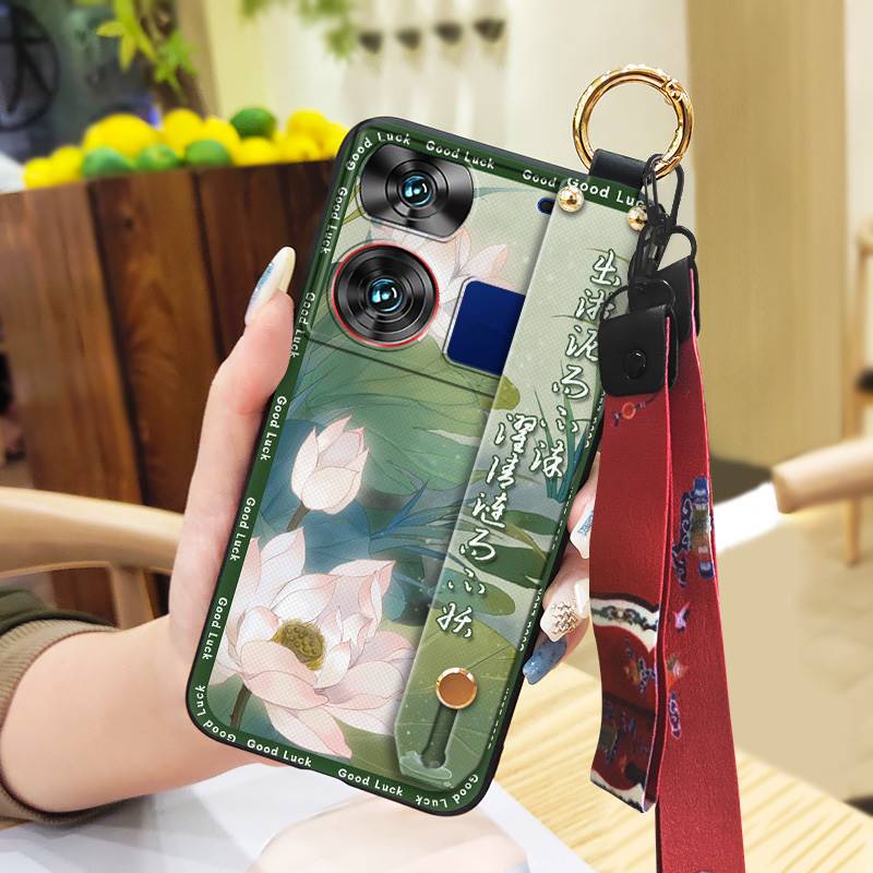 Lanyard Fashion Phone Case For ZTE Nubia Z60 Ultra For Mom Shockproof Protective Anti-knock Kickstand Chinese Style Ring