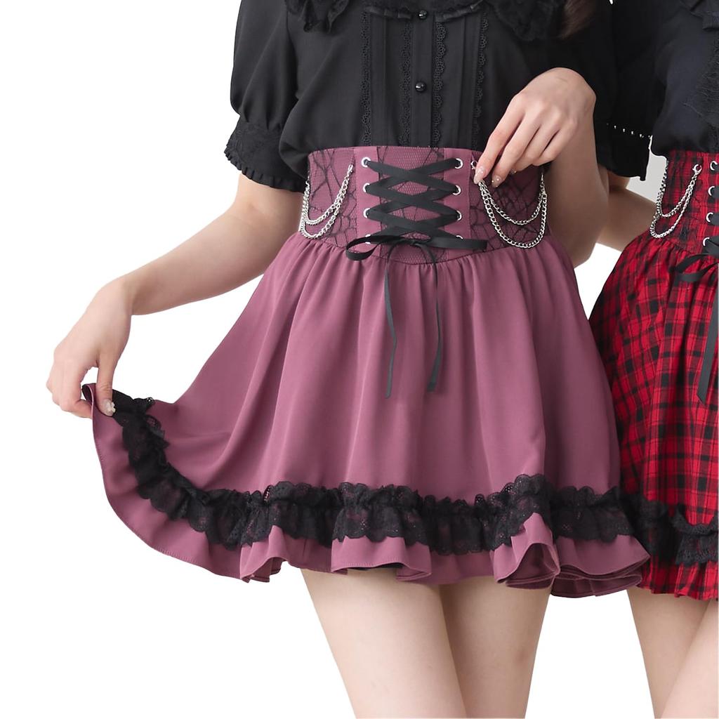 Yumetenbou Landmine Clothing Dear My Love Chain Lace-Up Frill Skirt, Women's, 534454, Purple, Yumetenbou