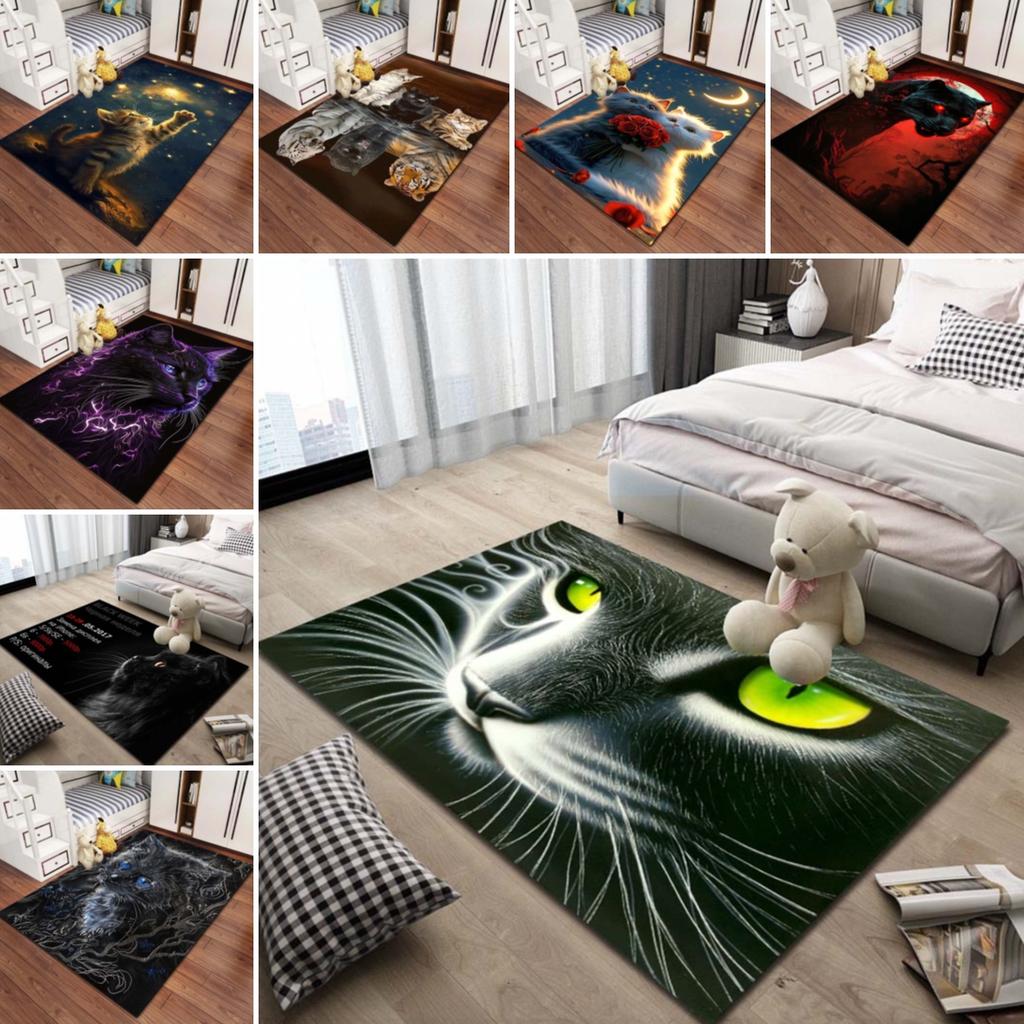 Customizable Cartoon Cat Print Bathroom Floor Mats, Non-slip Decorative Bathroom Mats, Comfortable Door Mats, Living Room Carpet