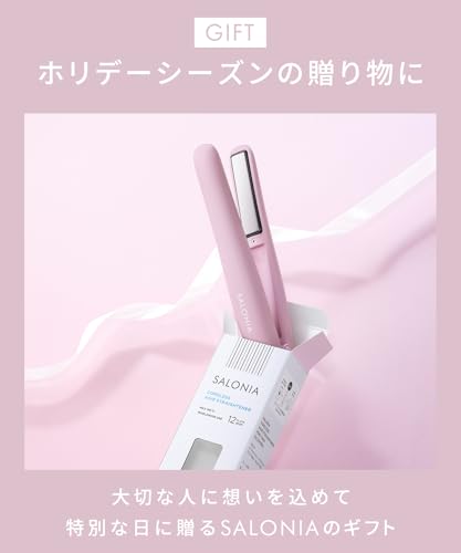 SALONIA Cordless Straightener, 12mm, Hair Iron, Mobile Battery Operated, Lightweight, Bangs, SAL25119GR, Gray