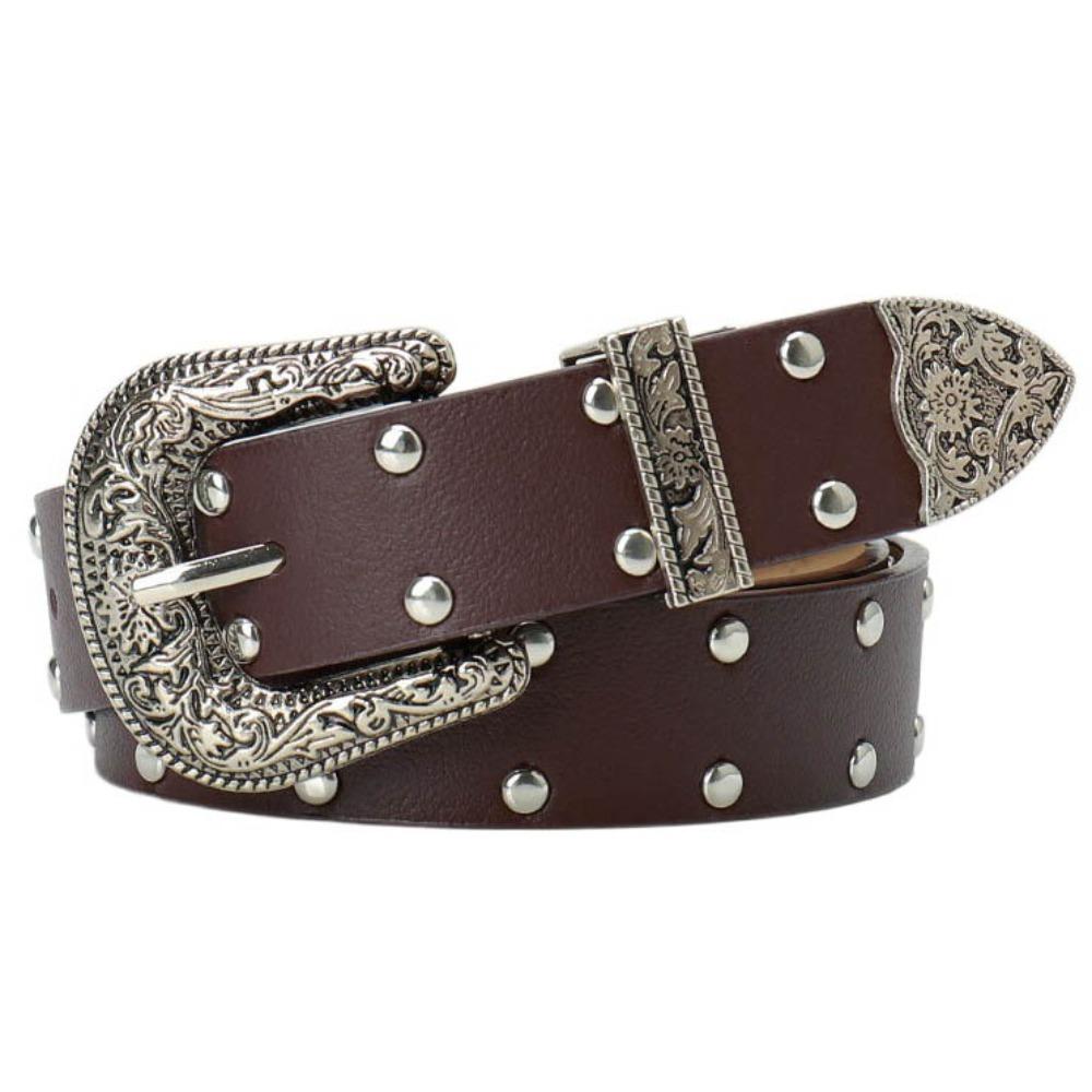 Retro Rivet Belts Gothic Pin Buckle Belt Casual PU Leather Waistband