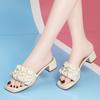 Slippers women's summer outer wear medium heel sandals women's year new fairy high heels summer women's thick heel sandals