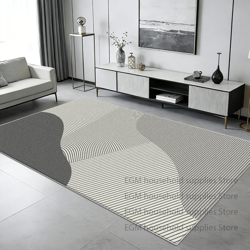 Nordic Striped Black Carpet Modern Living Room Decoration Large Area Rugs Soft Non-slip Washable Floor Mat for Bedroom Bedside