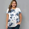 Summer Round Neck Floral Graphic 3D Print Top Fashionable Casual Short Sleeved Plus Size Women's T-shirts
