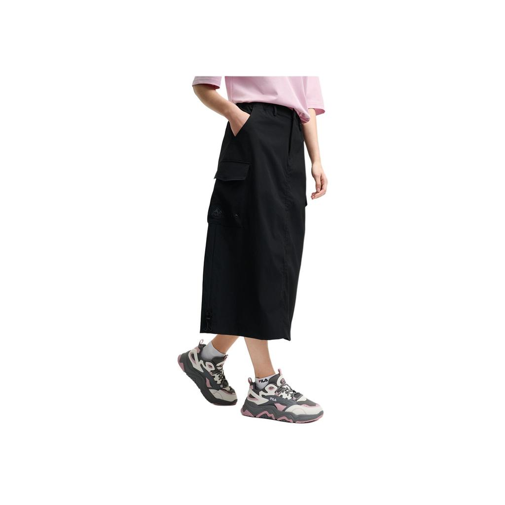 New FILA ORIGINALE Casual Long Skirt Women's Jet Black F51W529311F-BK
